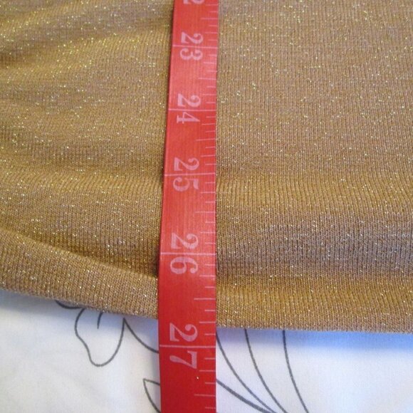 WIT & WISDOM Shimmery-Blouson-Sleeve Ruche Top-Toast-Large NWT - Picture 14 of 14